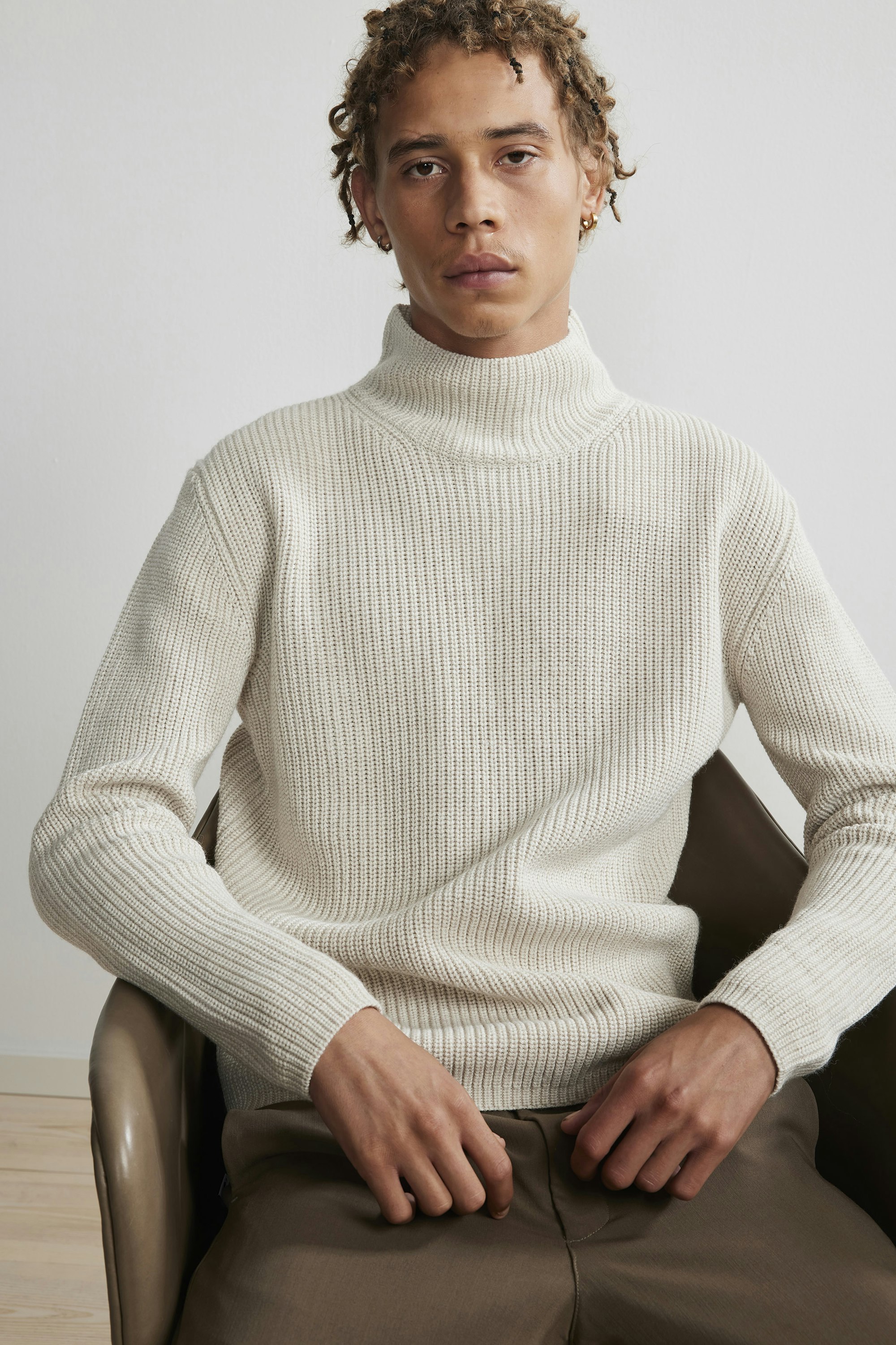 ribbed mock neck sweater