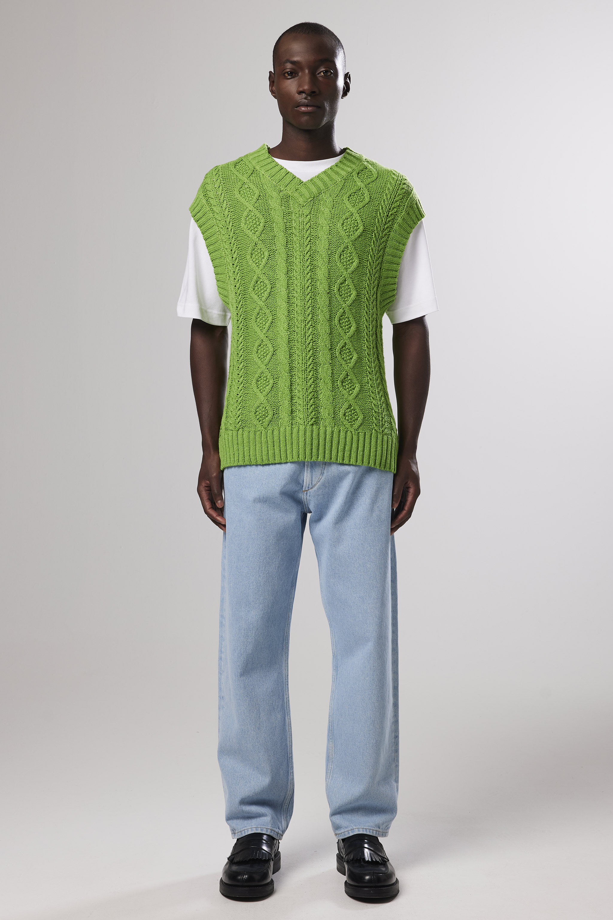 Green sales woolen vest