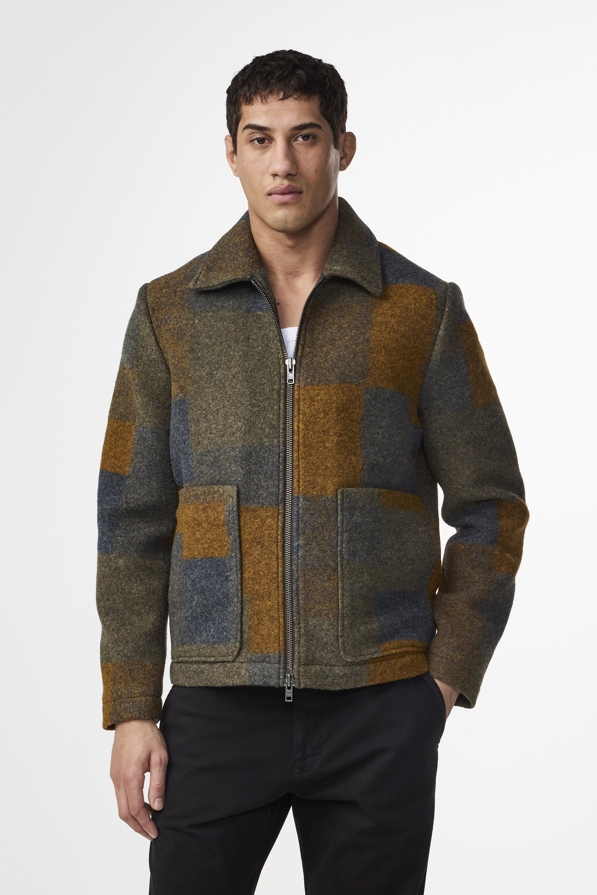 ジャケット・アウター CAEL handmade wool buckle short coat Gael 8267 men's jacket - Brown Check - Buy online at NN.07®