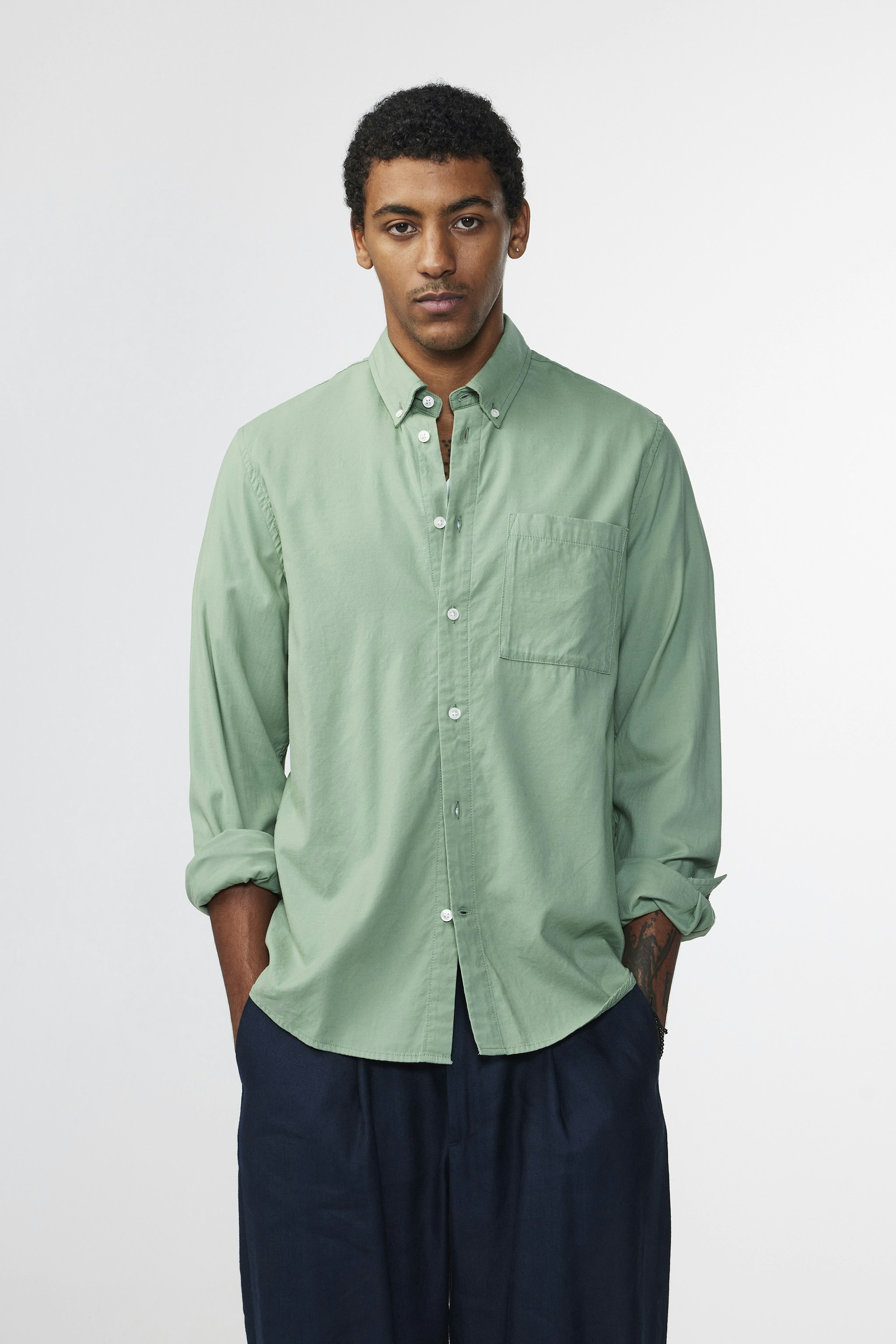 NN.07 - Arne 5655 - Shirt - Green - Organic Cotton Blend - male