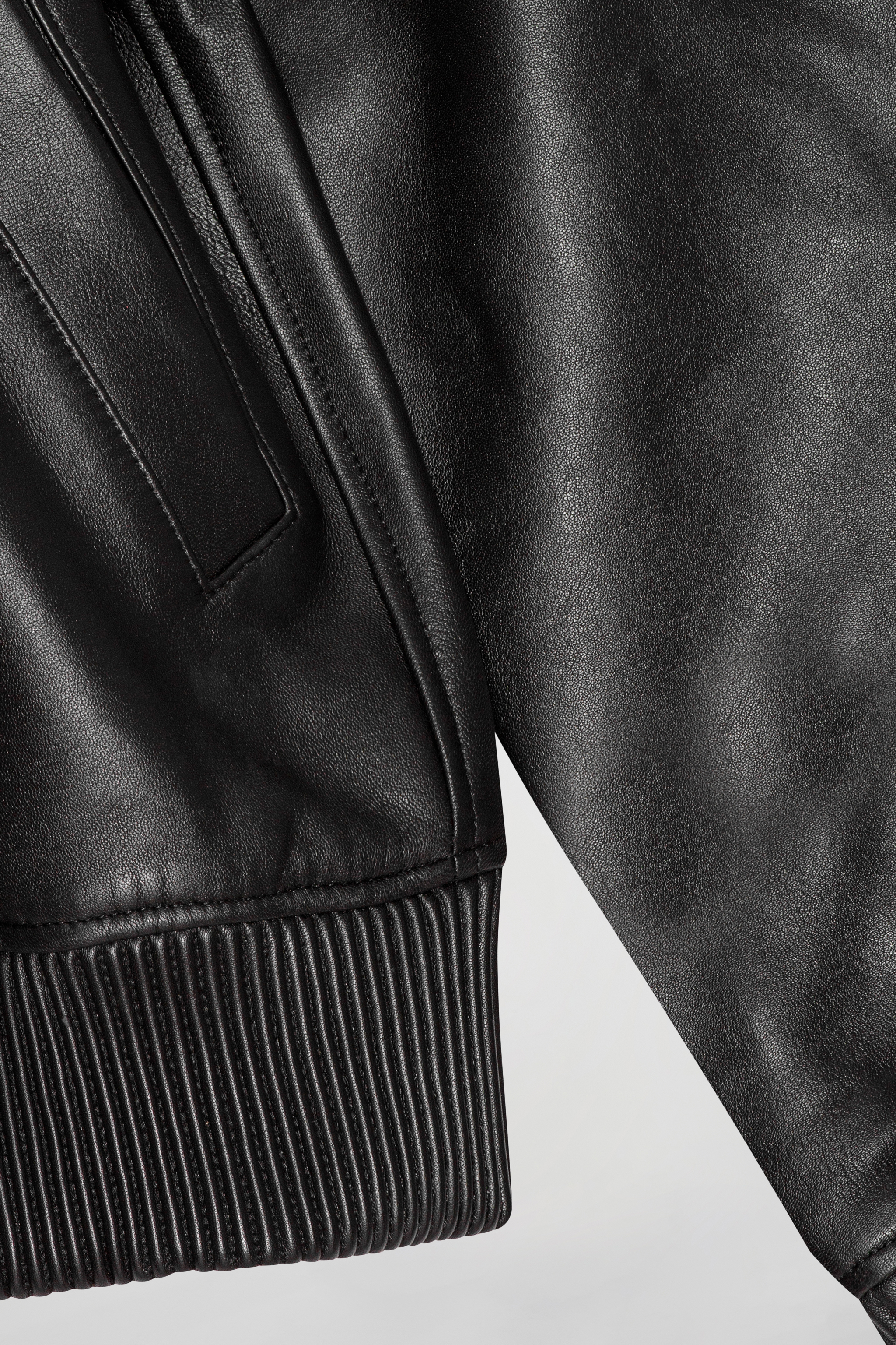 Buy Calvin Klein Men Black Long Sleeve Mix Media Varsity Leather Jacket -  NNNOW.com