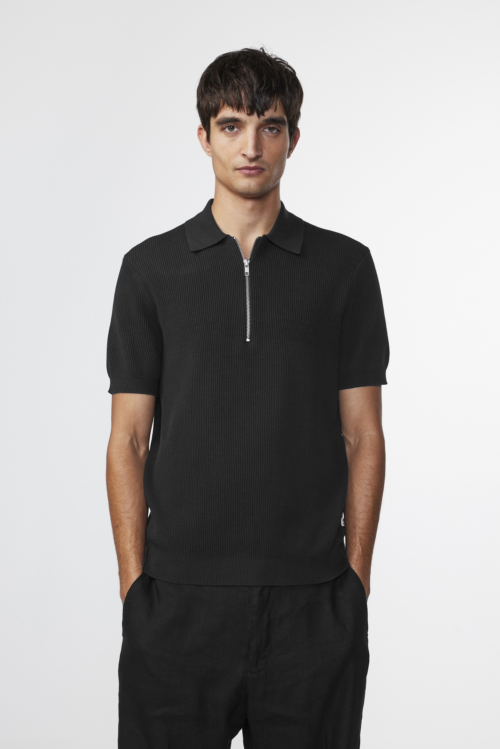 ☆YALE☆ HERITAGE DAN CABLE SHORTSLEEVE POLO KNIT BLACK YEM1 Devon & Jones Men's Short Sleeve Polo Shirt Black & Gray