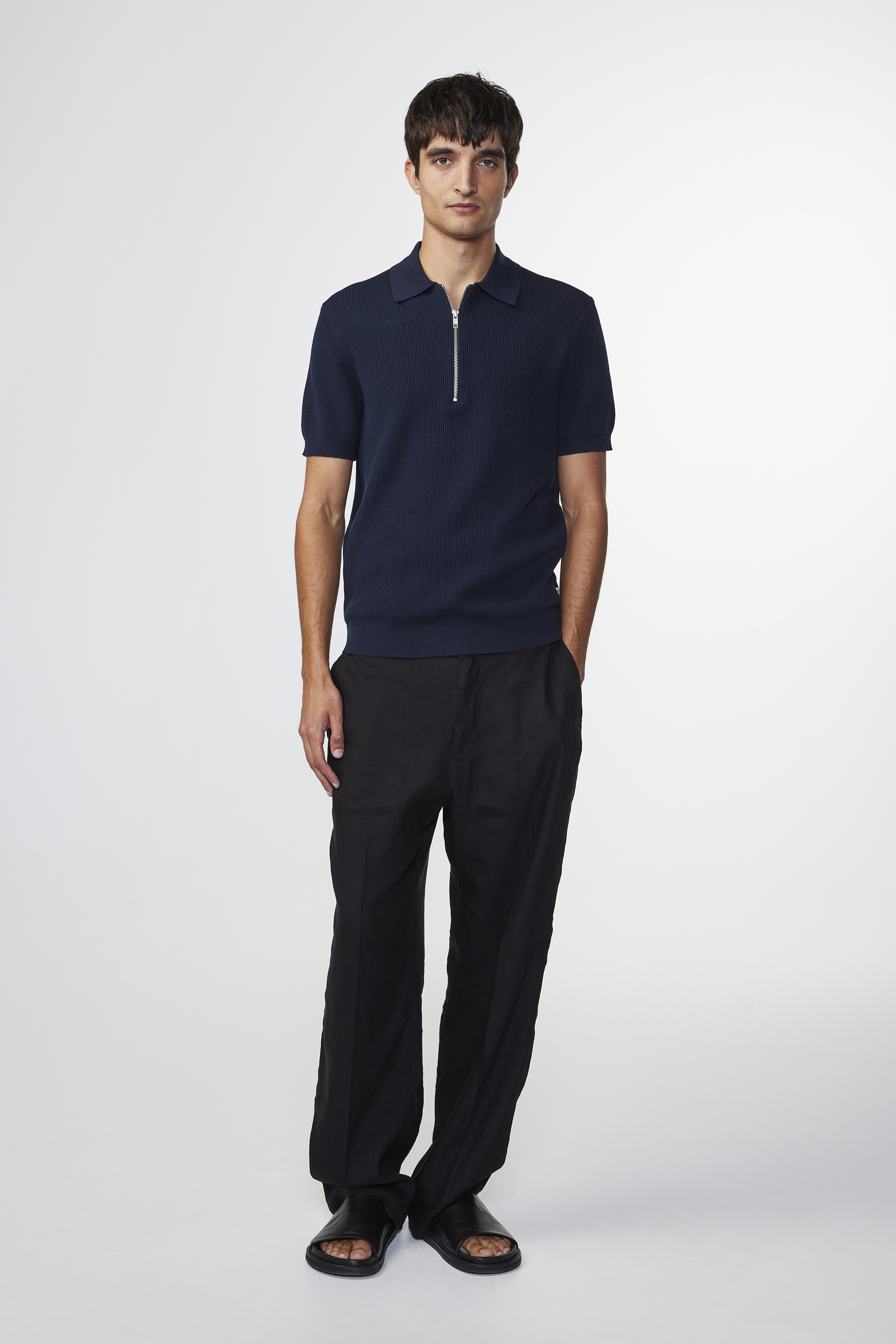 Black polo hot sale blue pants