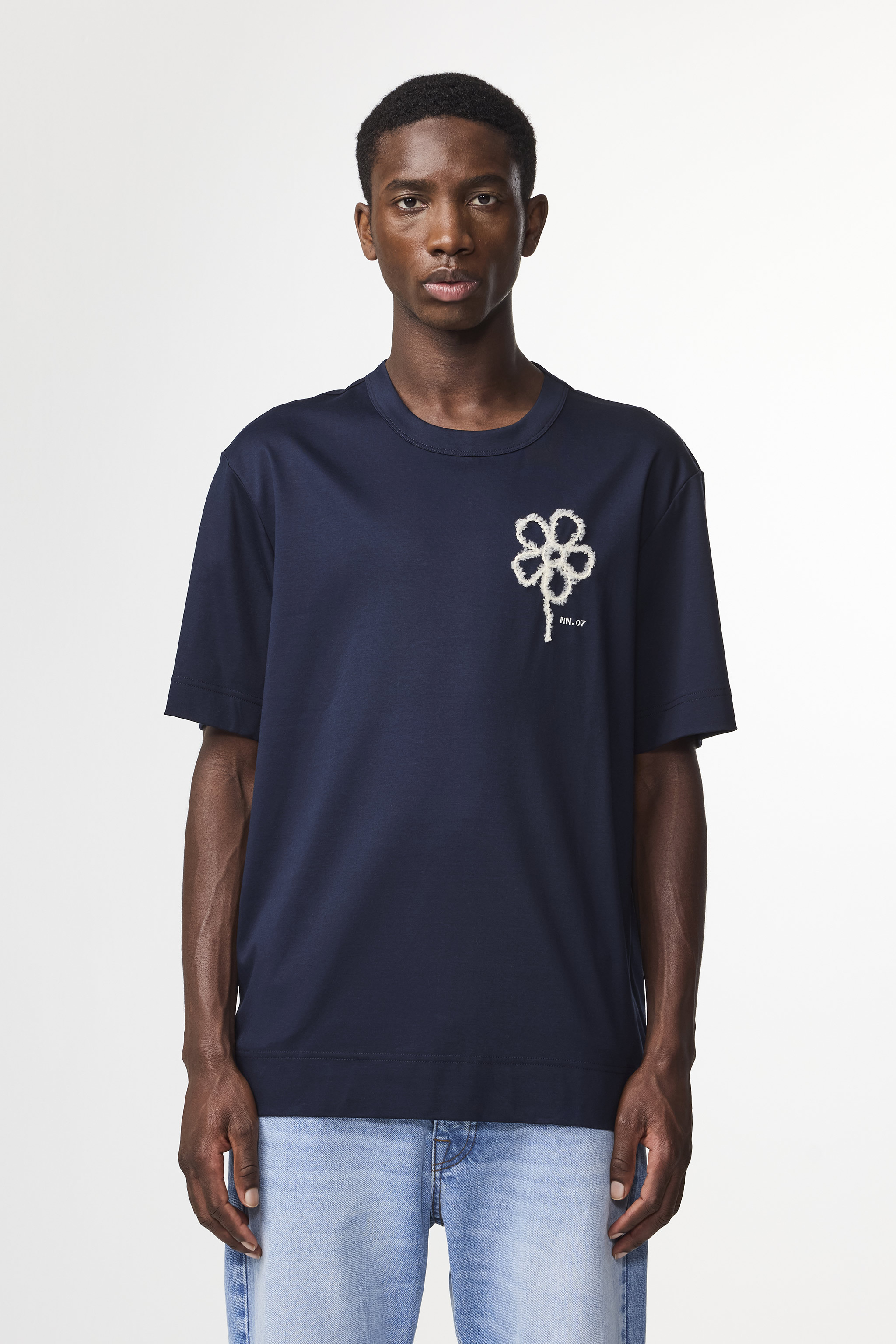 Tシャツ・カットソー NN07 T-shirts (2513457250 NAT SS LOGO TEE 3457NAVY BLUE) NN07(NN07) | NN.07 2513457250NAT SS LOGO TEE 3457NAVY BLUE