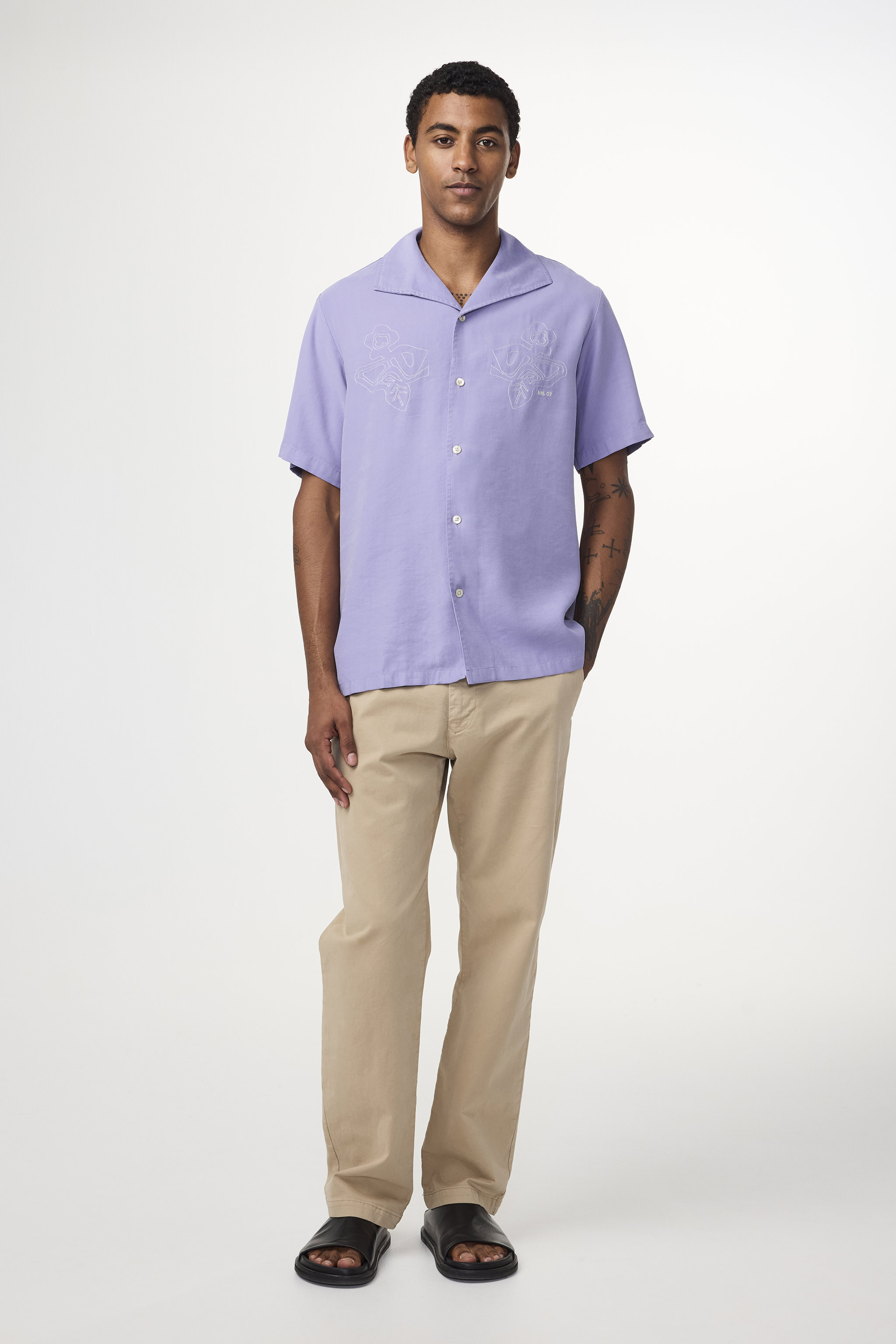 Tシャツ・カットソー NN07 SS25 Shirts (2525027598 ARES SS 5027VIOLET) Ares 5027 men's shirt - Violet - Buy online at NN.07®