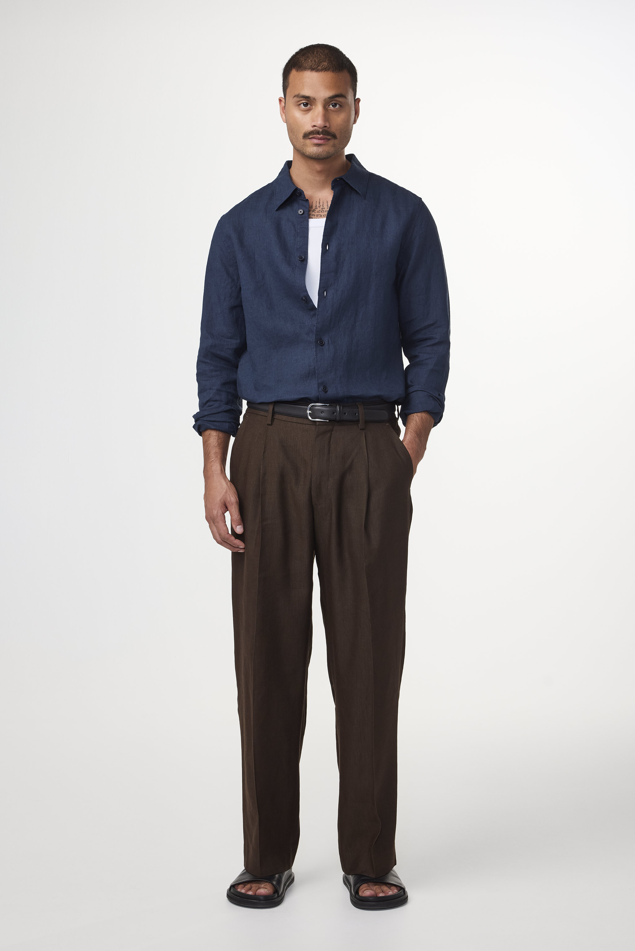 ハイカウントキュプラデシン オープンカラーシャツS/S