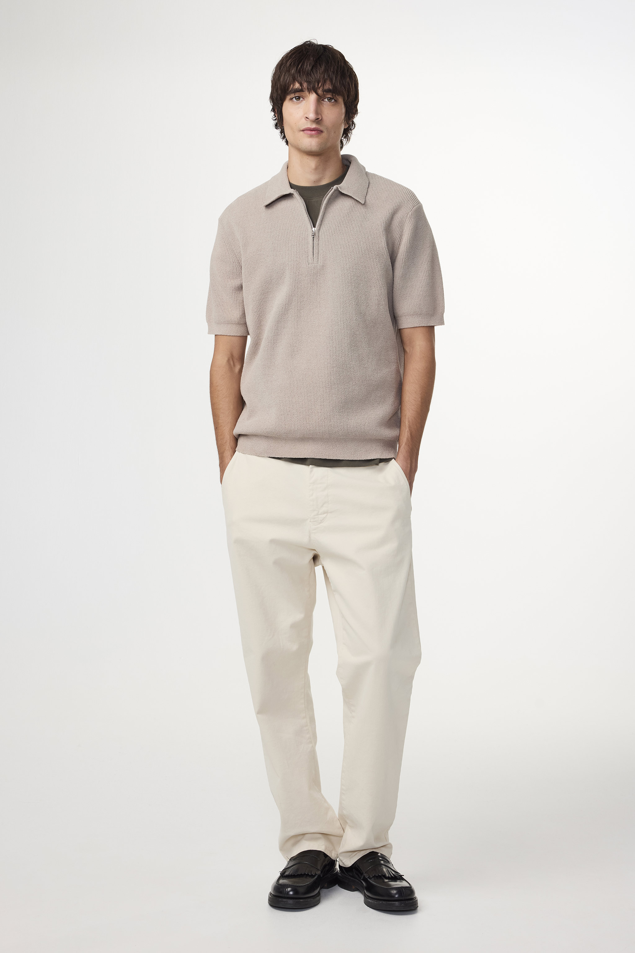 Tシャツ・カットソー NN07 SS25 Polo shirts (2526429634 DANNY ZIP POLO 6429ECRU) Danny 6429 men's polo - Fog - Buy online at NN.07®