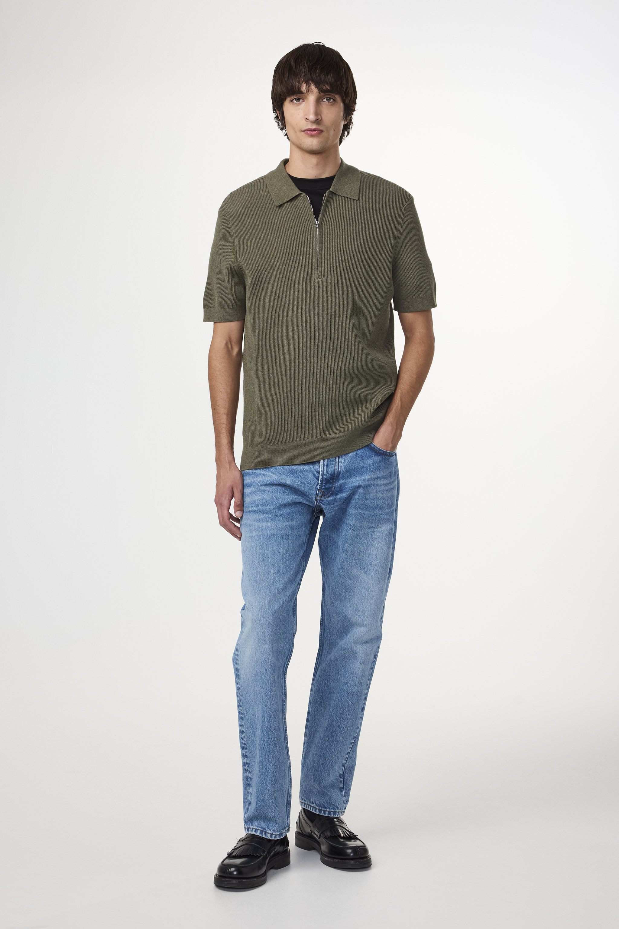 【BAON】[unisex] Nua Color Matching Collar Over Sweatshirt Flying Point Apparel 2-in-1 sweater shirt combo