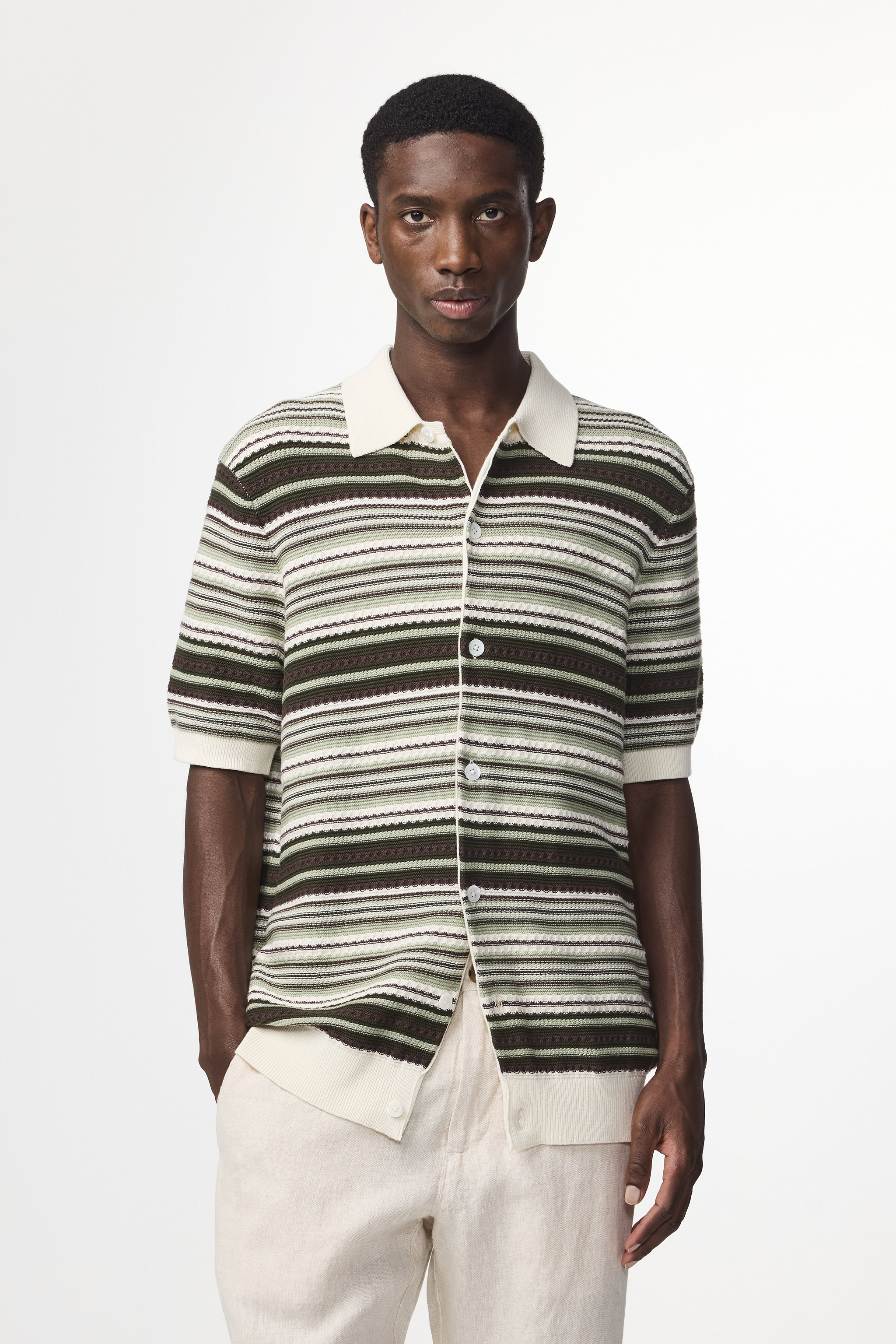Nolan 6686 men's polo - Green Stripe - Buy online at NN.07®