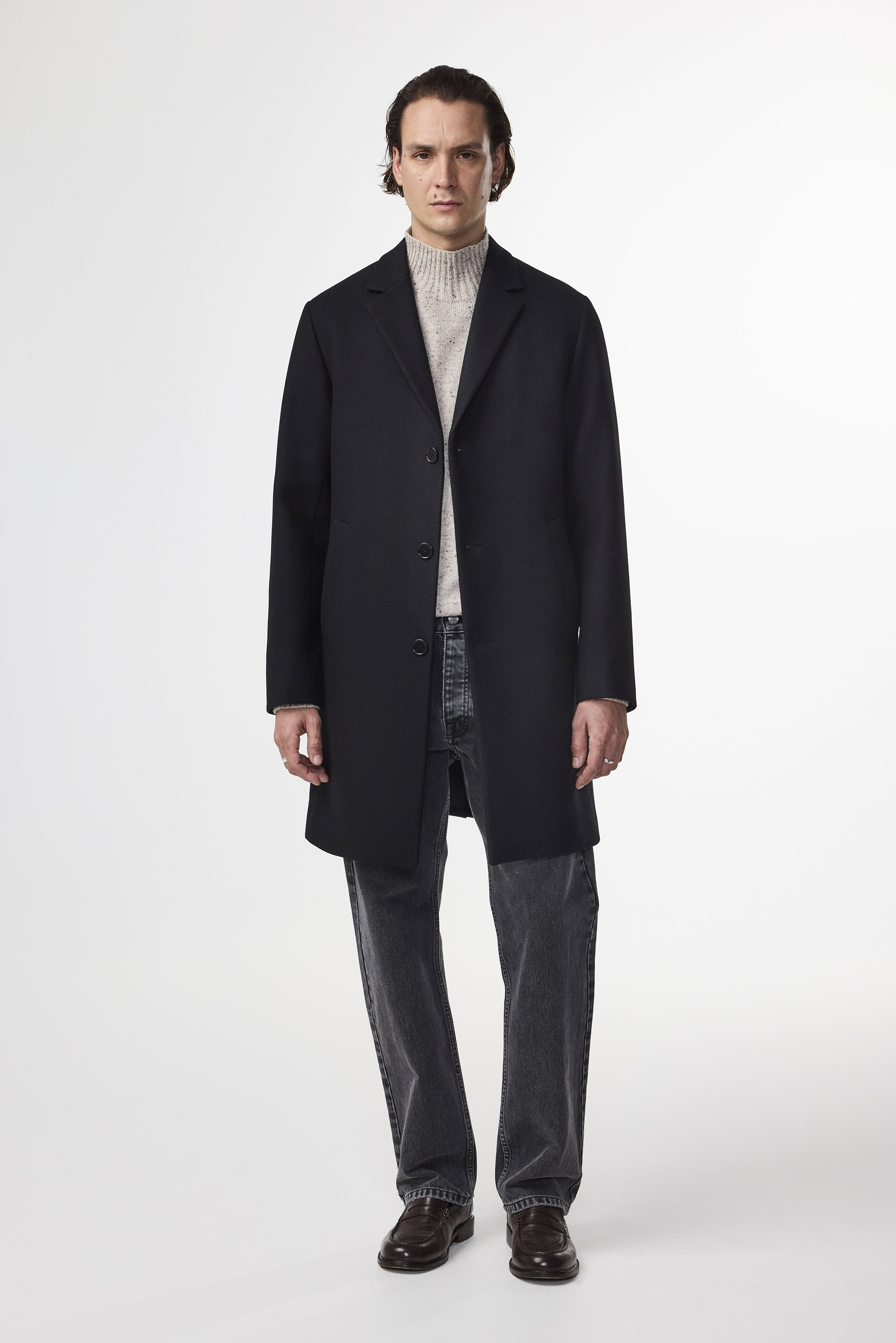 ジャケット・アウター ok.soon gentleman wool coat(black) Mens Long Black Wool Overcoat: Buy Online - Happy Gentleman