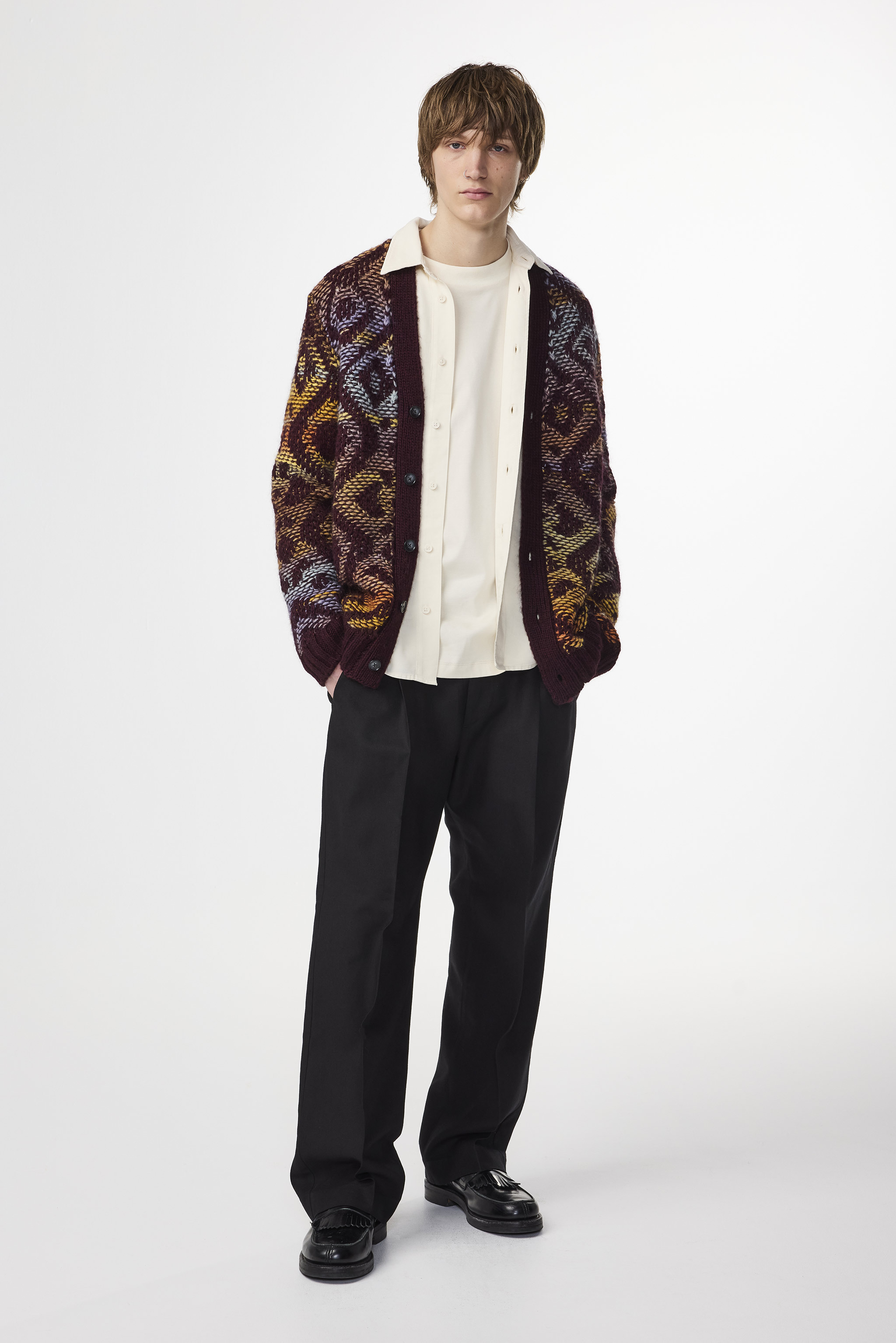 LENO リノ BIRD&#39;S-EYE JACQUARD SWEATER Pinecone & Hedgehog Knitted Birdseye Jacquard Sweater