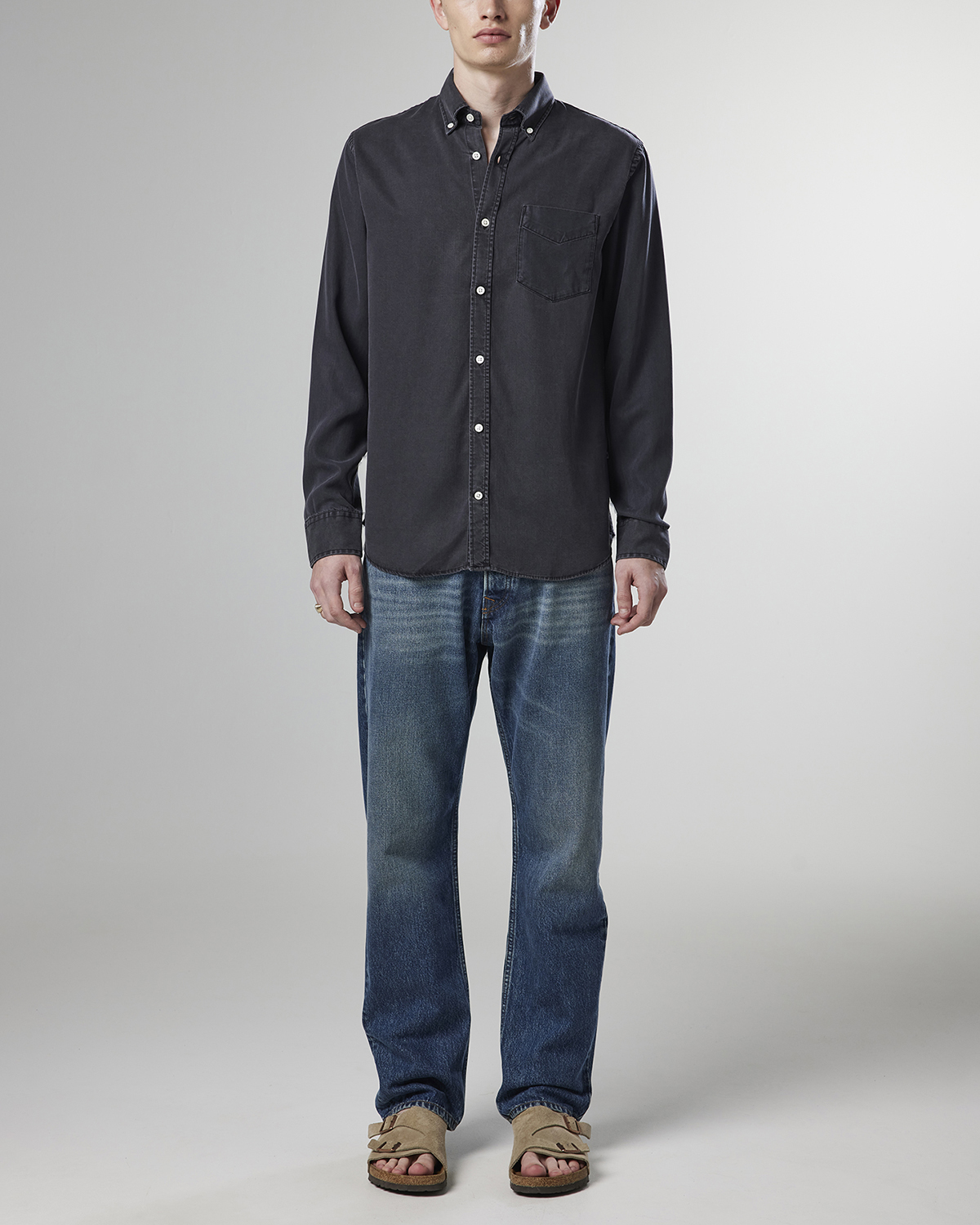 【BLACKUP】Levino one-tuck raised cotton pants BLACK SCANDAL OXFORD NO-TUCK WAIST STRING WORK PANTS – THE